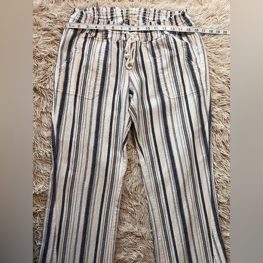 Roxy Blue & White Oceanside Stripe Flare Beach Linen Blend, XL - Picture 2 of 14